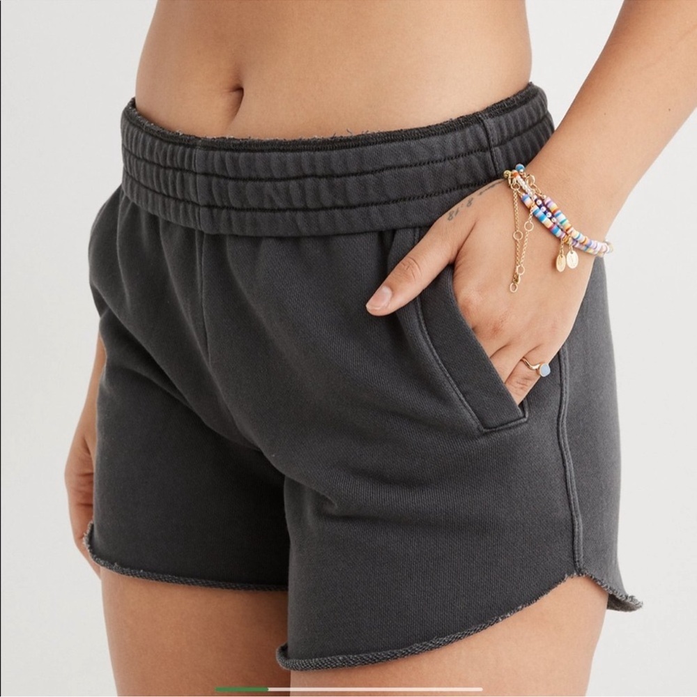 Aerie On My Way High Waisted Sweat Shorts Grey - Picture 2 of 4
